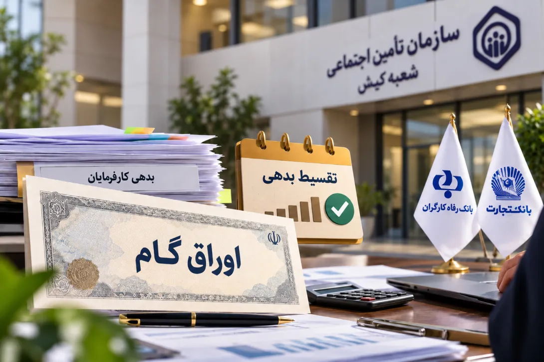 تقسیط بدهی کارفرمایان تأمین اجتماعی کیش از طریق اوراق گام